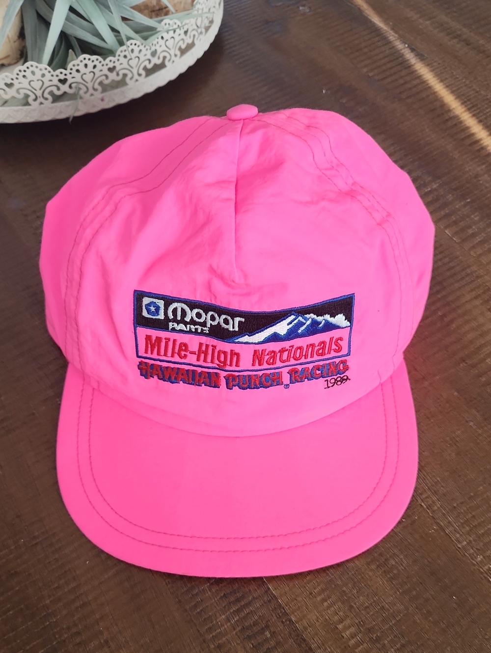 Vintage Neon Pink Mopar Mile-High Nationals Hawaiian Punch Racing 1989 Cap